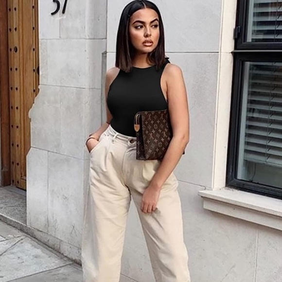 NBW.REORIA Women’s Sexy Sleeveless Racer Back Halter Neck Bodysuit Tank Tops. S. - Picture 3 of 5